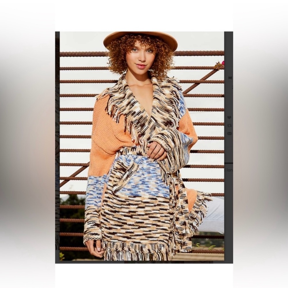 SOLD NEW POL Multicolor Knit Cardigan with Fringe - Picture 6 of 8